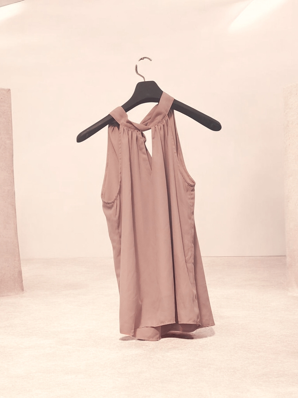 Twist Halter Blouse in Blush Pink